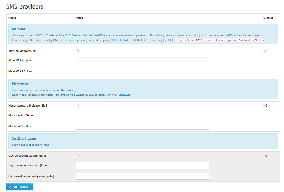 Connecting SMS Providers